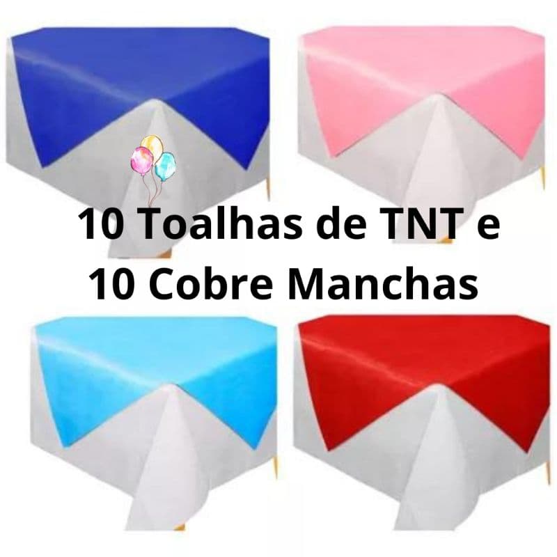 Kit 10 Toalhas de TNT 1x1m + 10 Cobre Manchas 70x70 cm  Para Decoração De Festas Casamentos