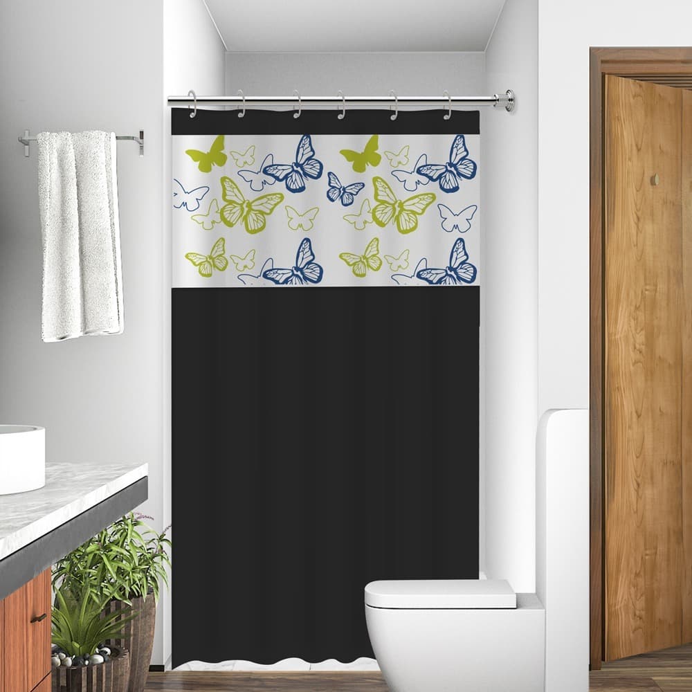 Cortina Box com Visor Papilon Borboleta Para Banheiro Anti Mofo Resistente Alta Qualidade 100% PVC Várias Cores - Envio Imediato