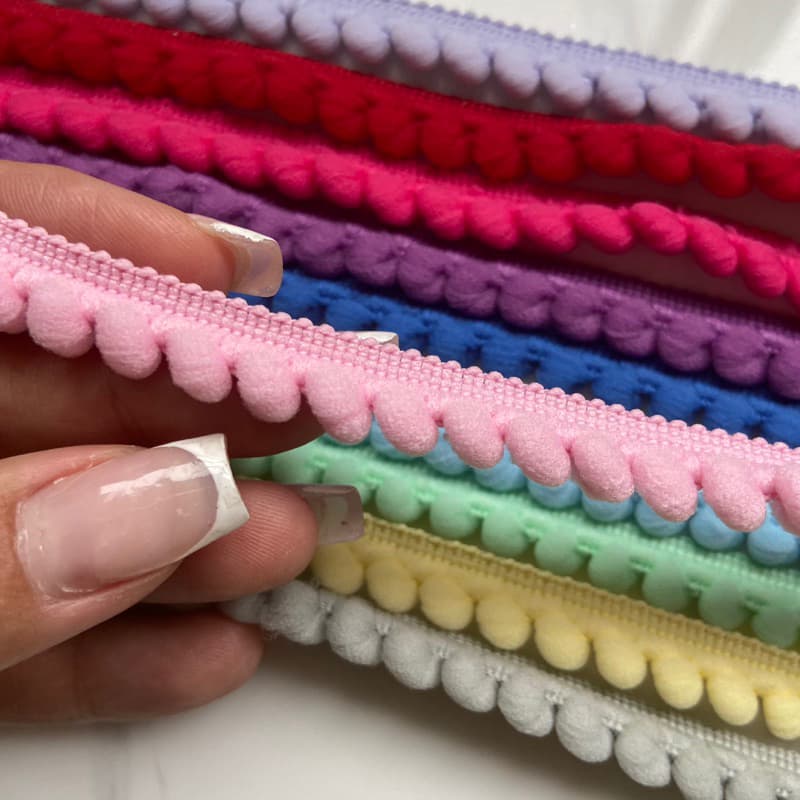 Fita Mini Pompom 2 METROS, 13 mm Diversas Cores, Aviamento para Artesanato e Costura, São José 7875
