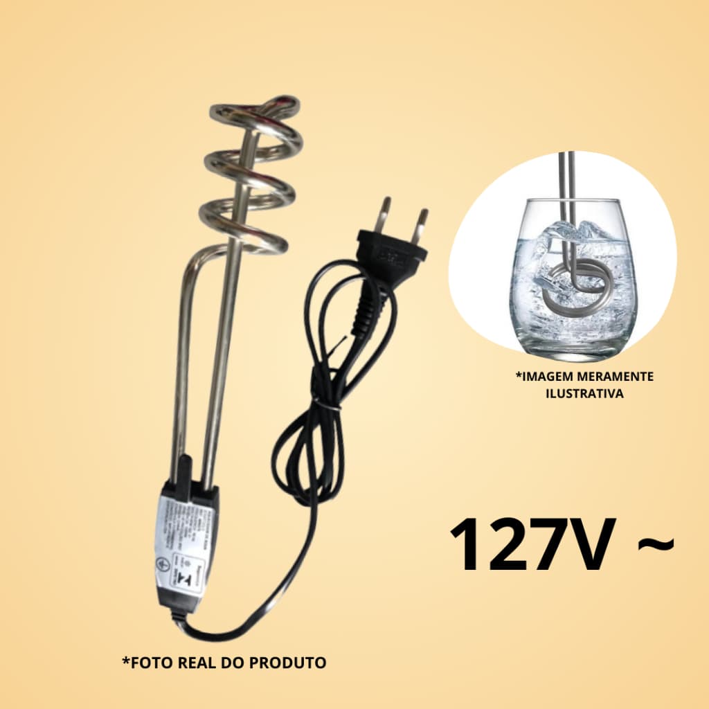 Ebulidor Aquecedor Eletrico Rabo Quente  127v Ferve Água Rápido MERGULHAO