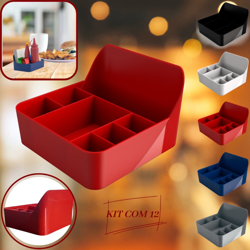 Kit 12 Porta Guardanapo Sachê Galheteiro Mesa Balcão Bancada Organizador Suporte Multiuso Divisórias