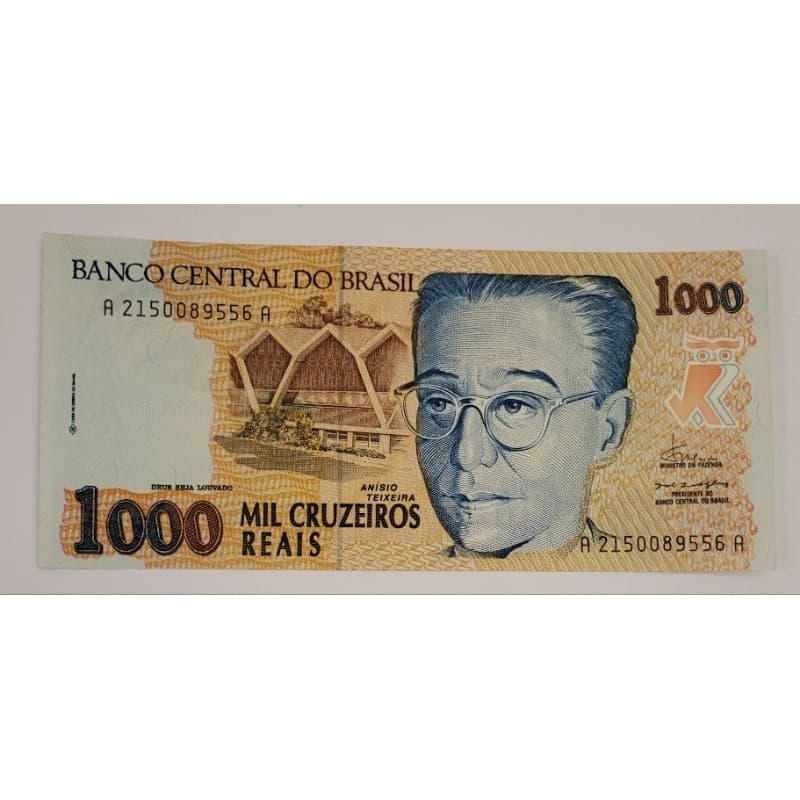 C238 Cedula Antiga de Um mil Cruzeiros Reais/ Anisio Teixeira 1993
