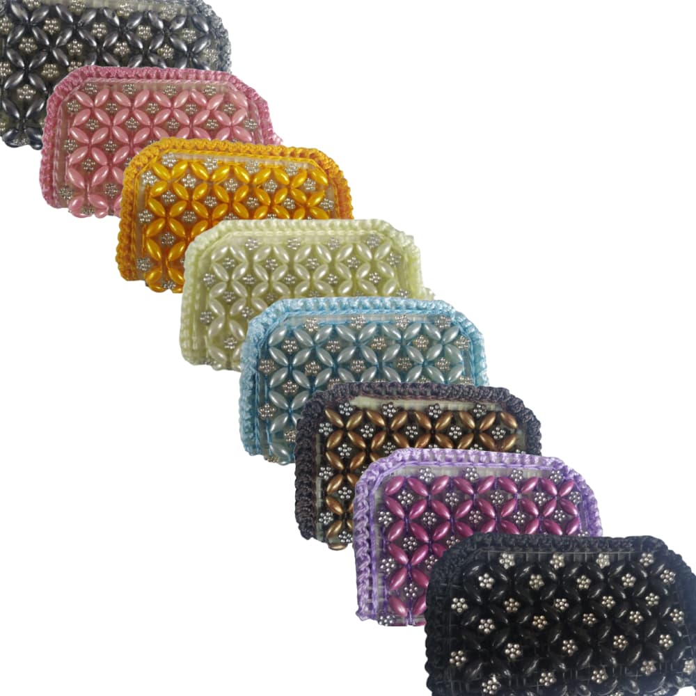 Carteira feminina Com 2 Zíper E Miçangas Trabalhada na Mão e Porta-Cartão Para Telefone Ml002