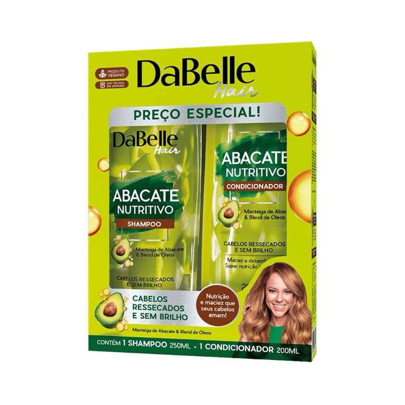 Kit Shampoo 250ml e Condicionador 175ml Abacate Nutritivo Dabelle