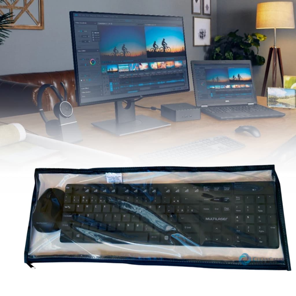CAPA PARA TECLADO E MOUSE PROTEÇÃO COM ZÍPER CRISTAL