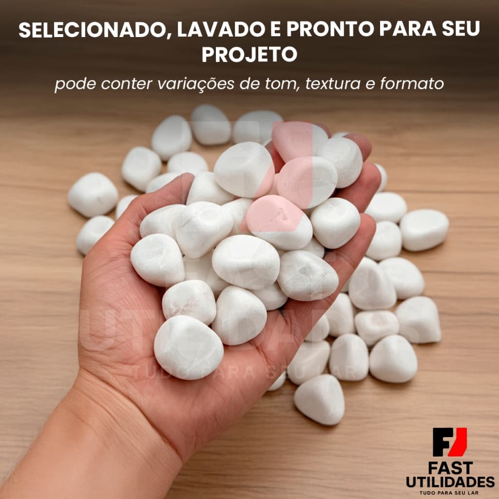 Seixo Branco Pesos Variados Saco de Pedra Dolomita Polida Decoração Vaso Jardim Paisagismo Aquário