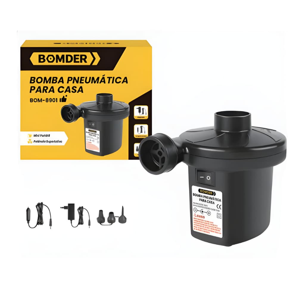 Bomba Elétrica Pneumática Para Secar Encher Colchão Boias Piscinas Infláveis Portátil Inflar Bivolt