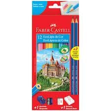 Lápis de cor 12 cores Kit escolar 120112+2N - Faber-Castell