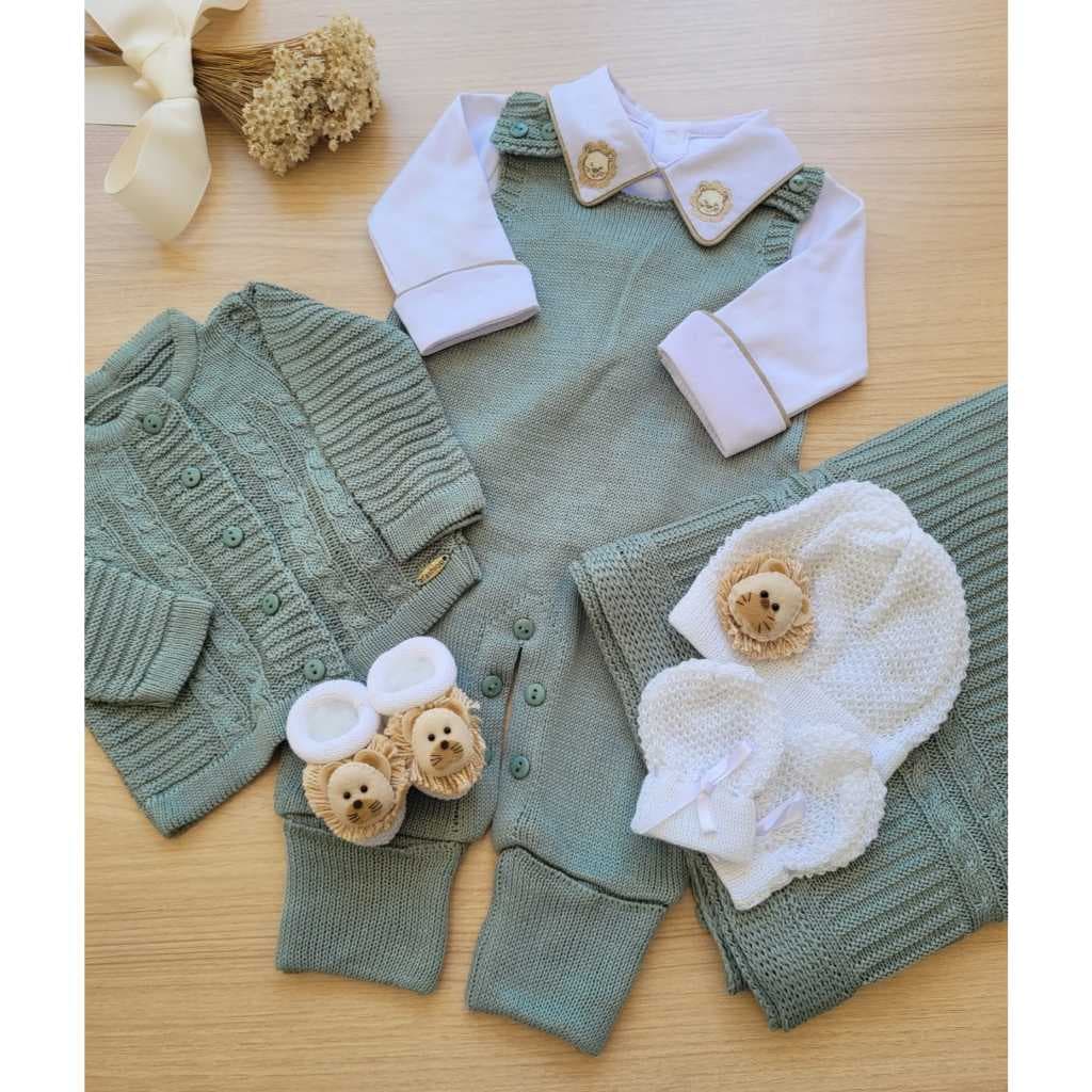 Saída De Maternidade Menino Alex Tricot 7 Peças Tema Leão