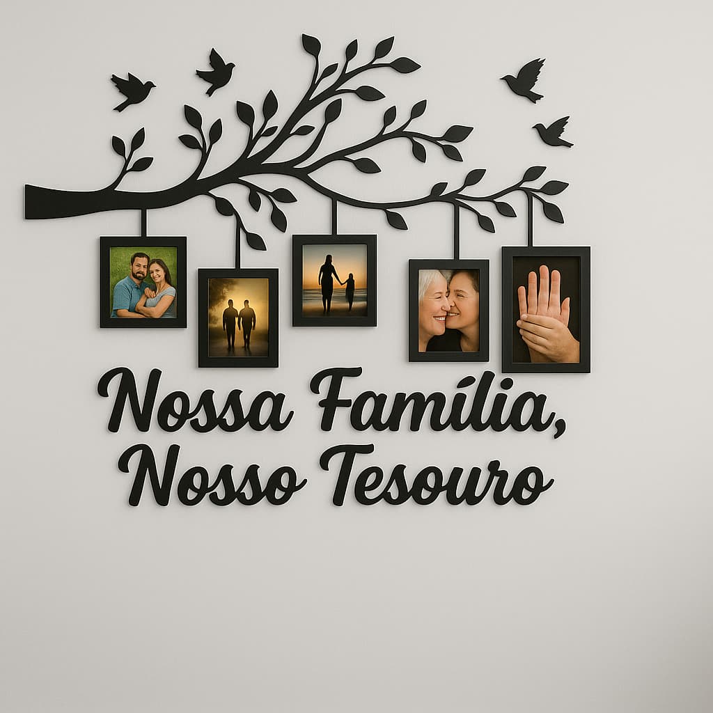 Painel de Parede em MDF com Porta Fotos 10x15 – Decoração Árvore da Vida