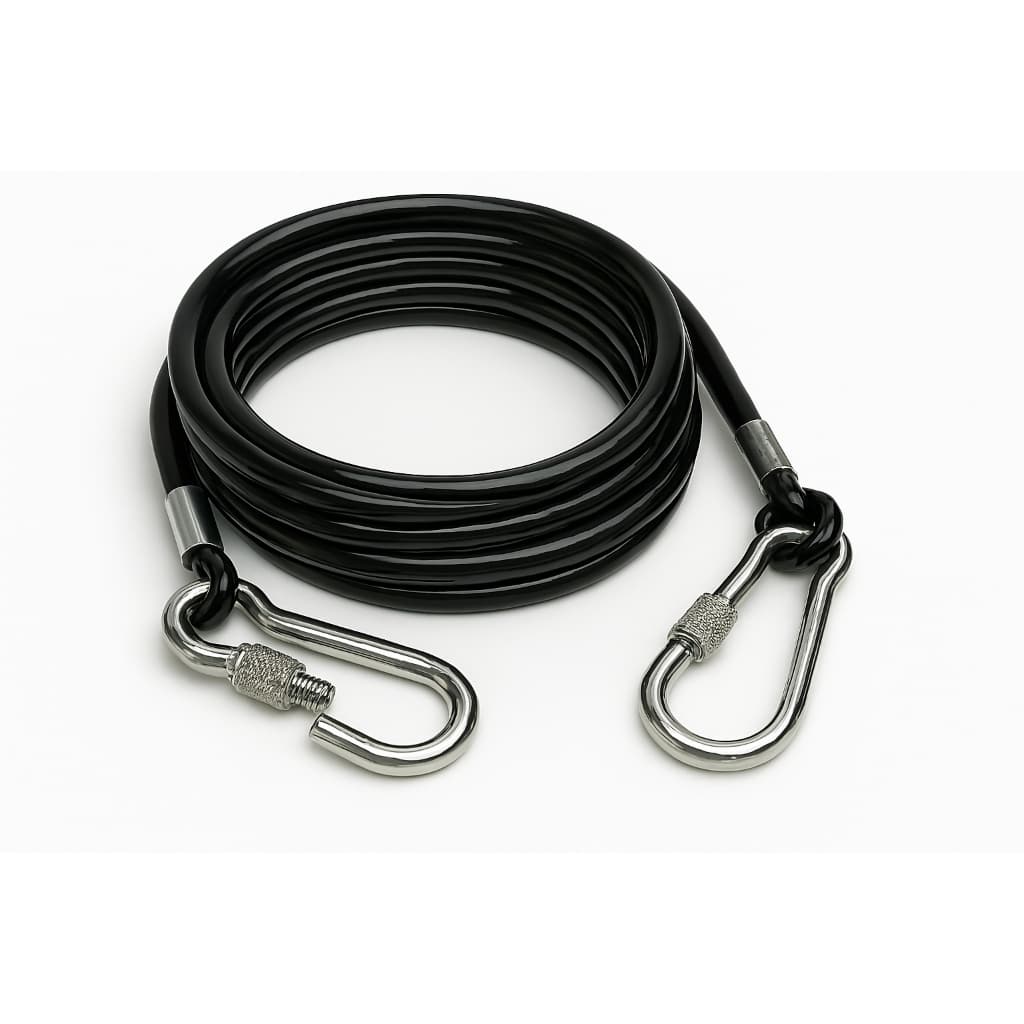 Cabo De Aço Para Amarração E Guia Passeio Para Cães 5 Metros Reforçado Cor Preta