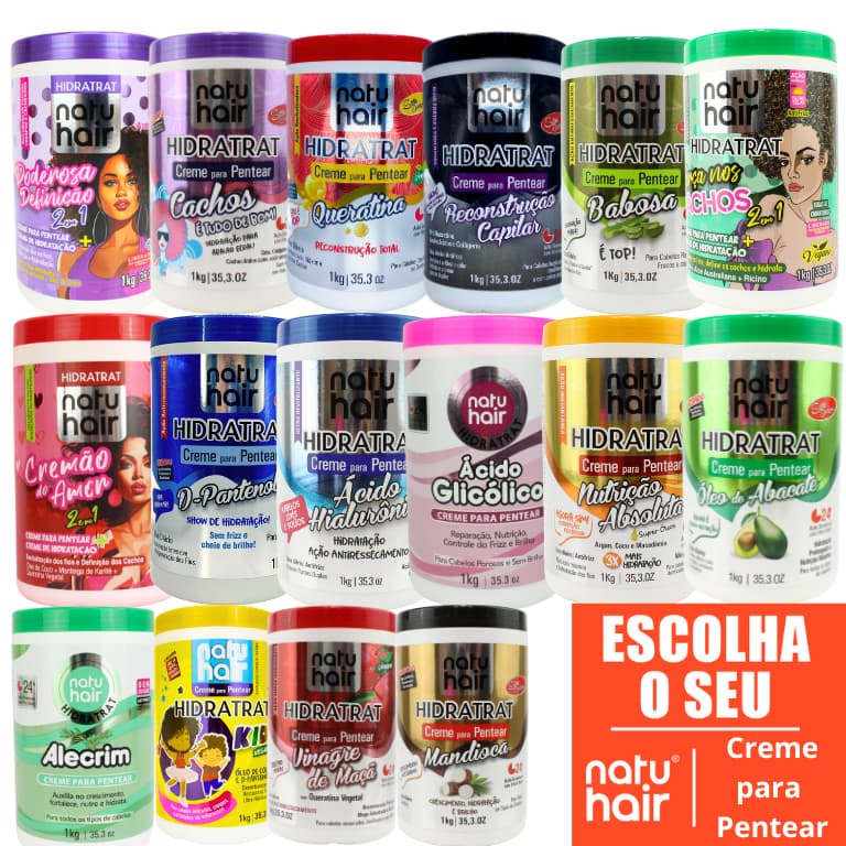Creme para Pentear NatuHair 1Kg Definição Antifrizz Hidratação Nutrição Desembaraçador de Fios