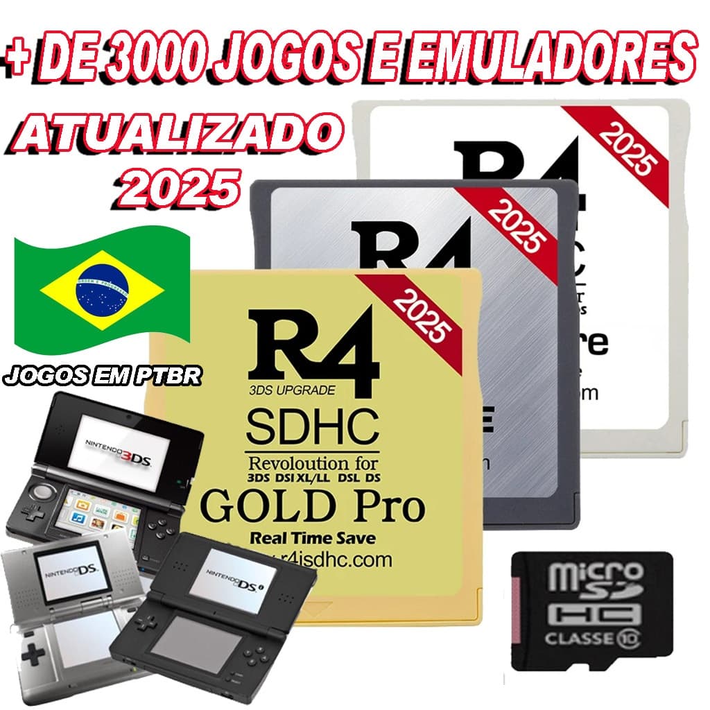 R4 2025+Cartão Sd Atualizado+de 3000 Jogos e Emuladores