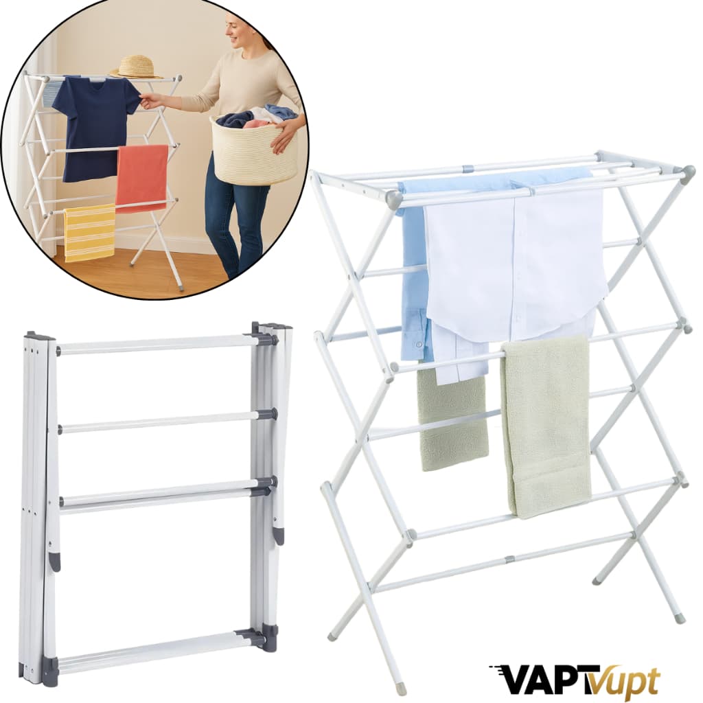 Varal Vertical De Chão Retrátil Dobrável 3 Andares Reforçado Extensível Apartamento Quintal - Branco