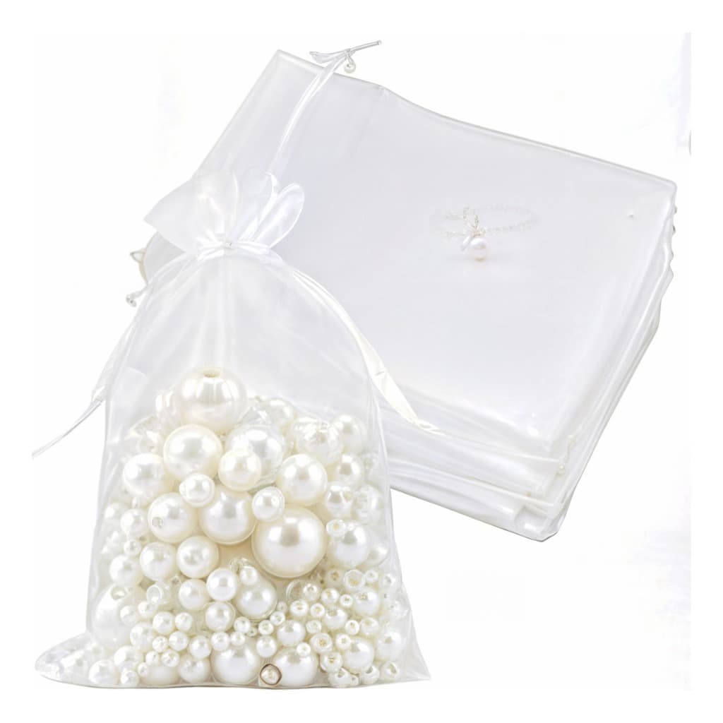 Kit 100 Saquinho Saco Organza 10x15 Branco Lembrancinha Joia