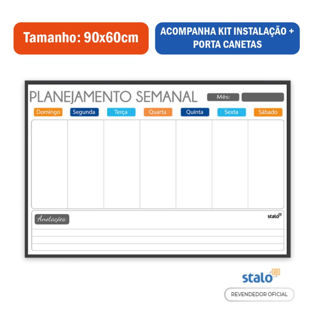Planner Semanal Parede 90x60cm Organizador de Rotina Fácil Instalação Planner 2025 2026