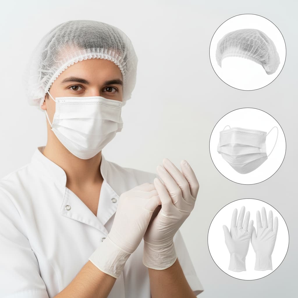 Kit Luva Látex c/pó Medix 100und + máscara branca 50 und + touca branca 100 und