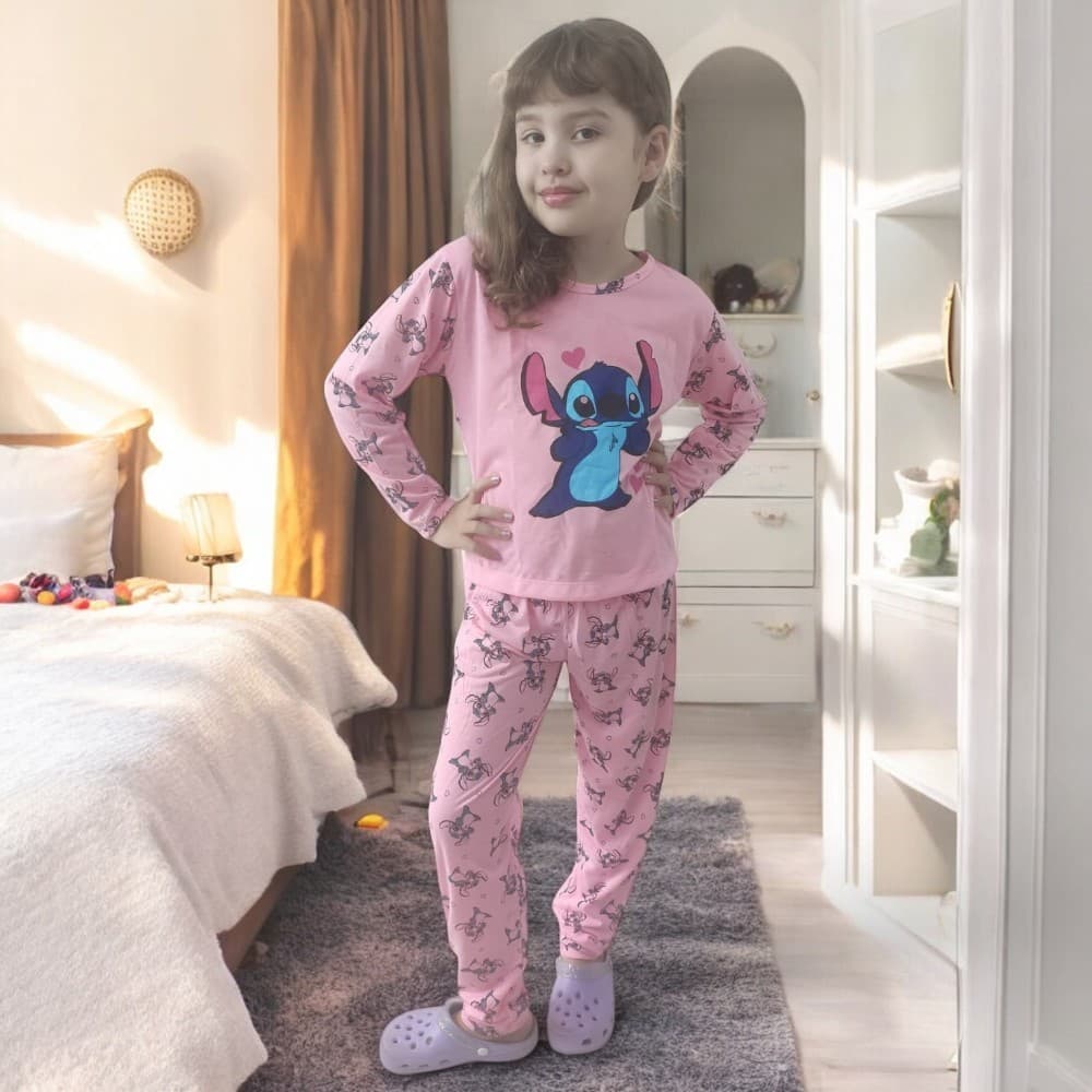 Pijama Infantil Menina Longo Quente Estampado de Frio Roupa de Dormir Feminino Inverno Personagens