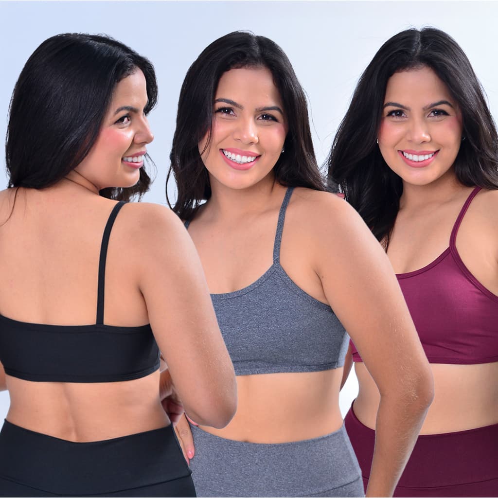 Kit 3 Top Alcinha Fitness Sem Bojo Feminino Academia