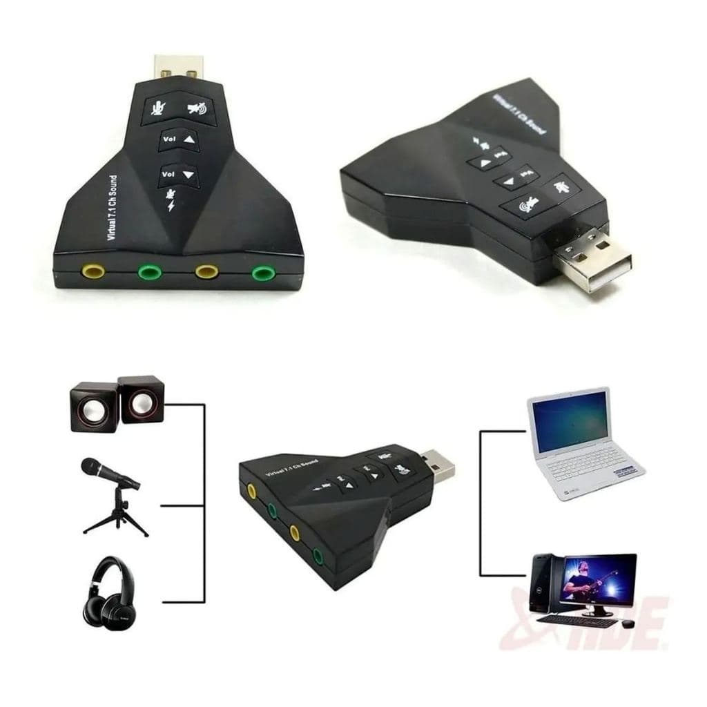 Placa De Som Usb Adaptador Áudio 7.1 C/ P2 P3 Pc Notebook
