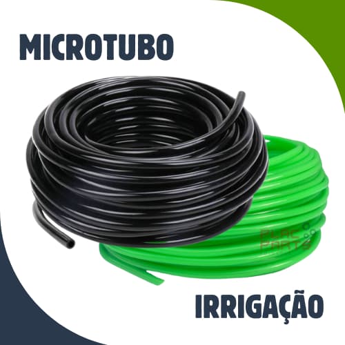 Mangueira Microtubo 6mmx4mm Irrigação Aspersão Plantação - 10 á 50M - Preto e Verde