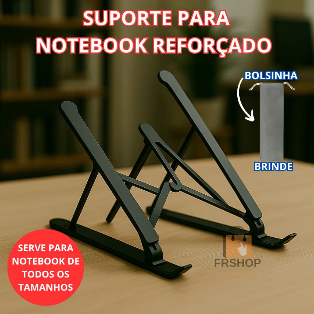 Suporte Apoio De Notebook Para Mesa Dobrável Base Laptop Articulado Preto
