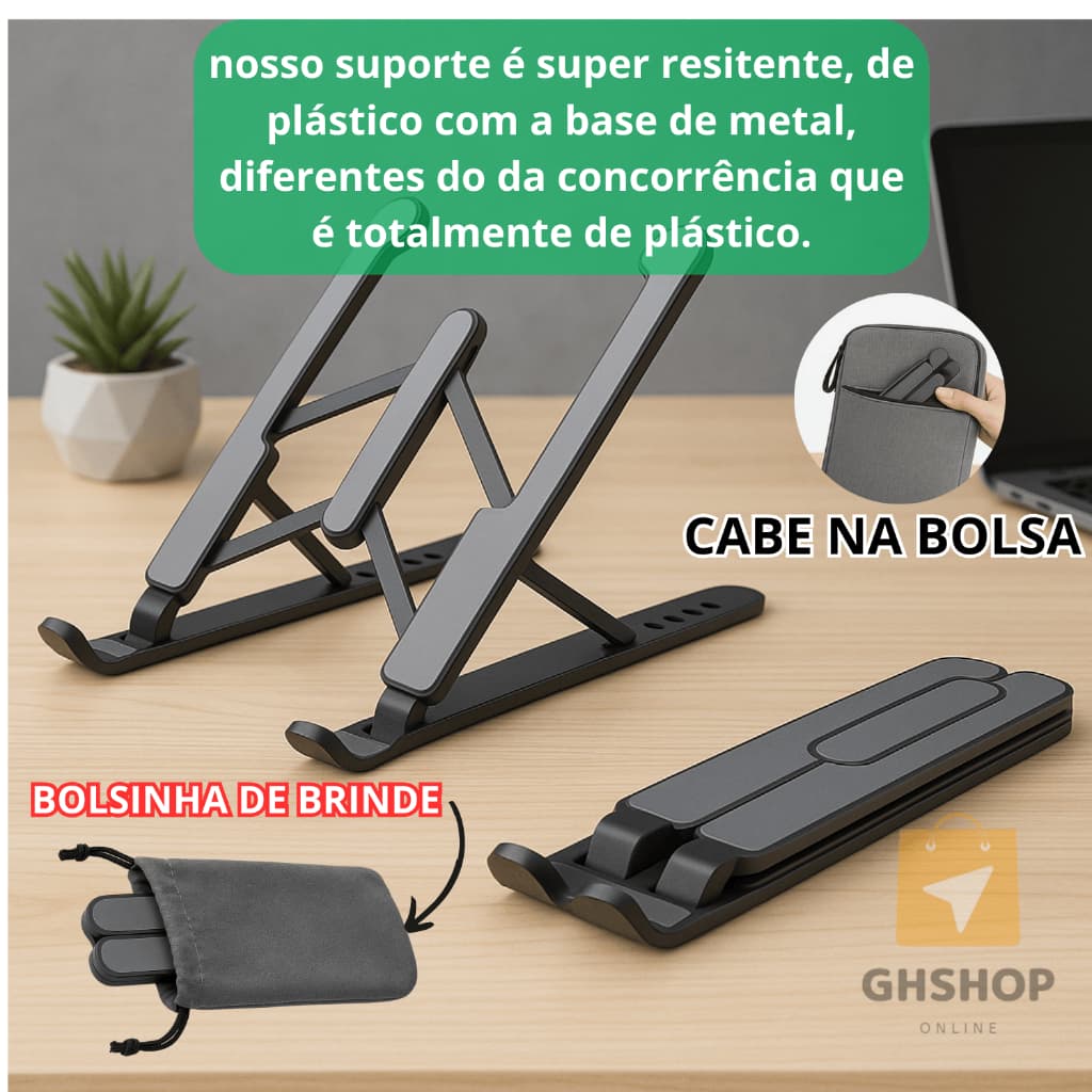 Suporte Apoio Para Notebook Laptop Tablet Base Com Regulagem Dobravel