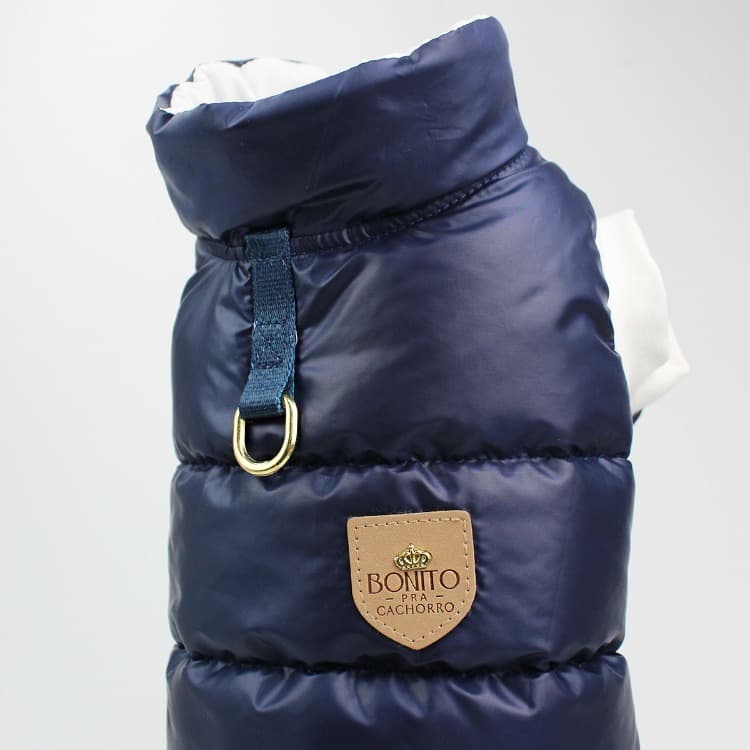 Jaqueta Puffer Pet Azul Metalizado P e M - Inverno - Frio - Matilha Prado