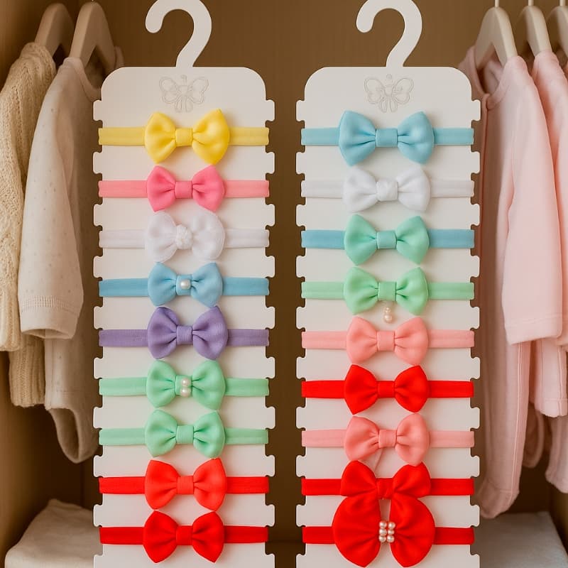 Oferta kit 2 Cabides Porta Faixa Bebê Para Organização dos Laços e Tiaras