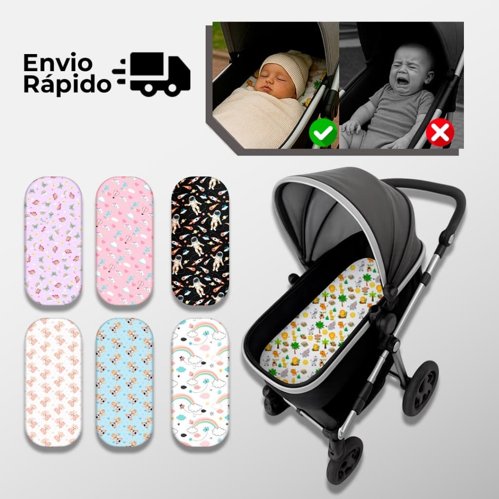 Colchão para carrinho Moises Colchonete carrinho com fronha Menino, Menina e Neutro luxo