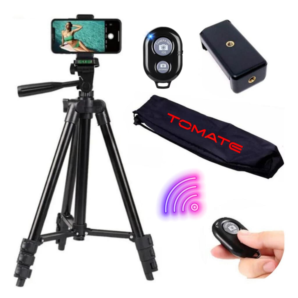 Tripé Profissional  Com Suporte de Celular  e Controle Shuter Bluetooth Tomate Original