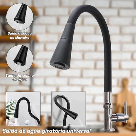 Quatro Modelos Inox Prata Torneira com chuveiro com rotação de 360° Cozinha Luxo Parede Promoção