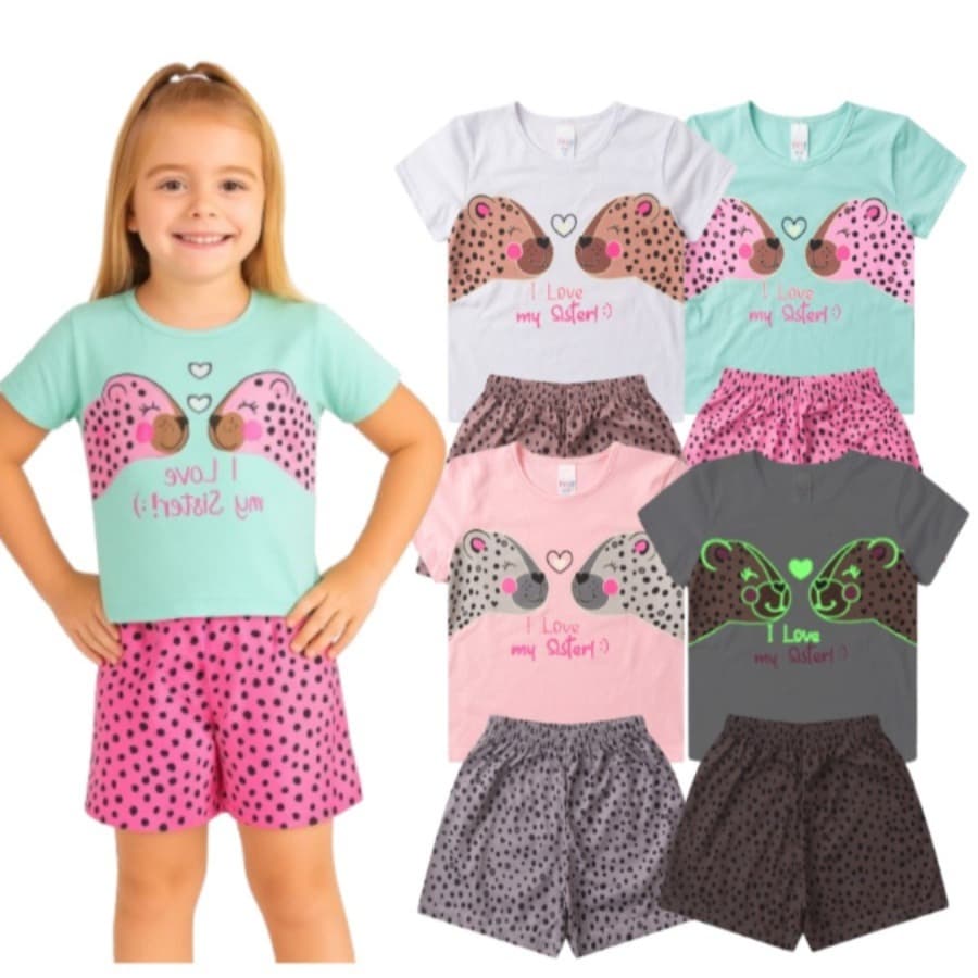 Pijama BRILHA NO ESCURO Infantil Menina Verão I Love - Hey Kids