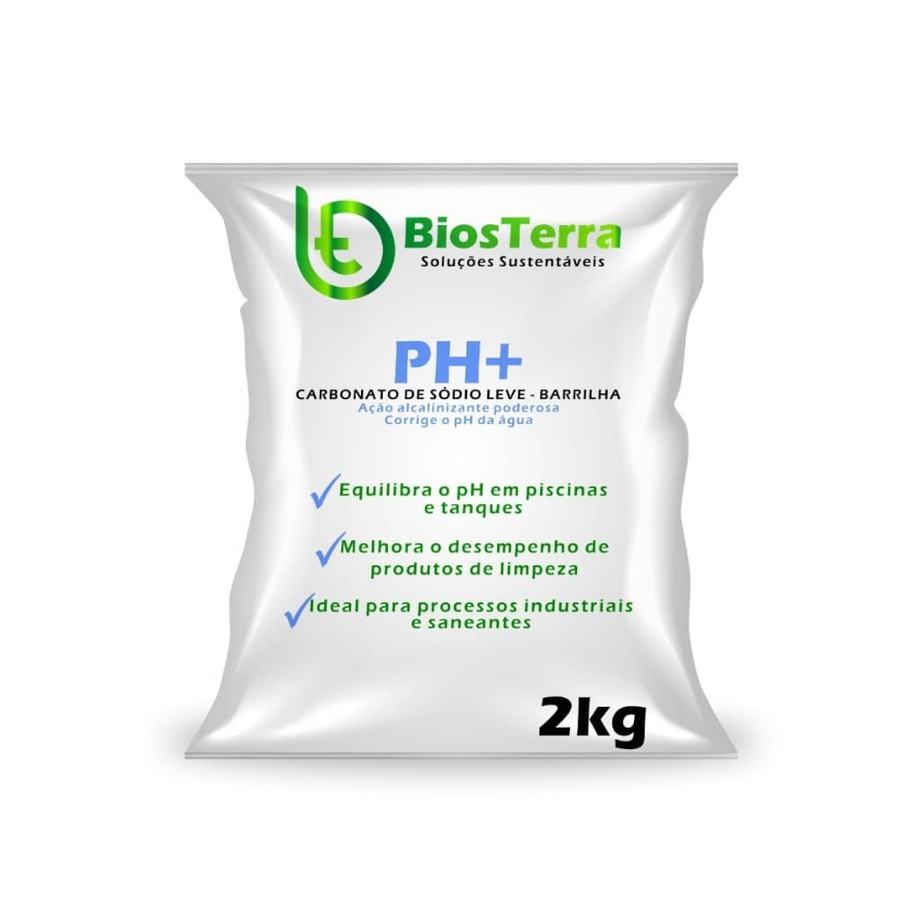 Barrilha Leve 6kg Biosterra 99% PH+ Para Piscina