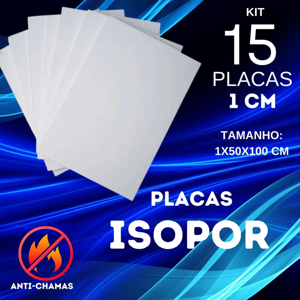 Placa Isopor 1x50x100 Cm Com 15 Unidades Parede/Teto/Forro