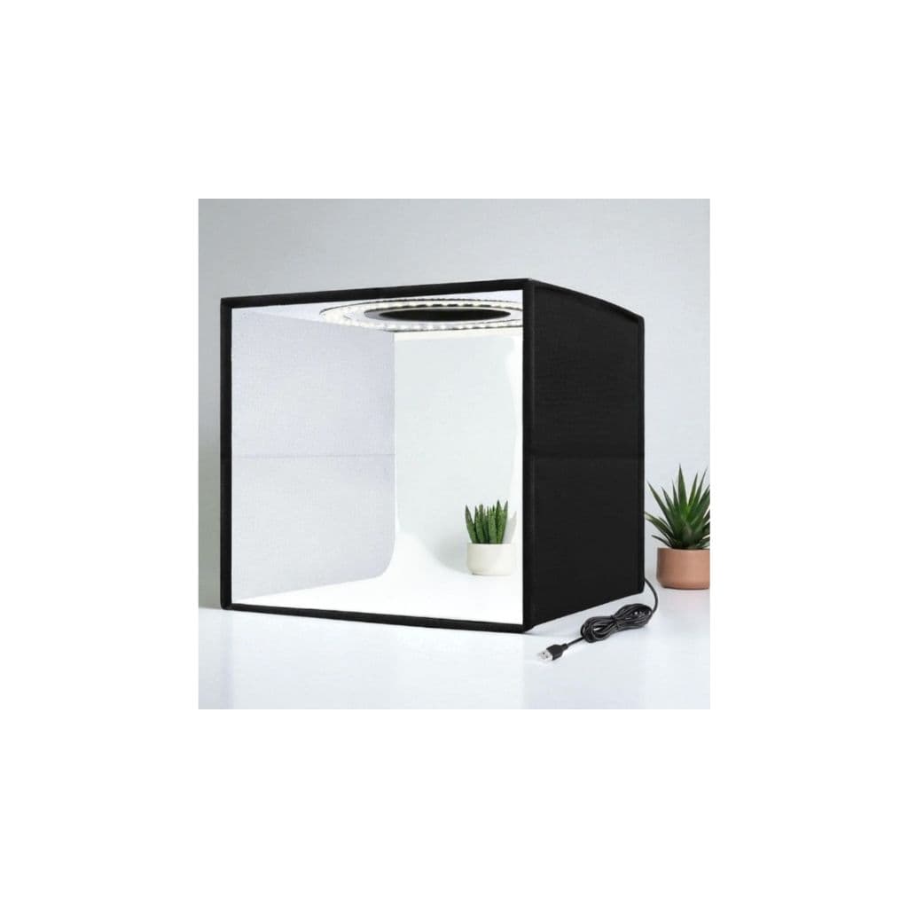 Estúdio Box 60x60, estúdio 60x60 com vários tipo de iluminação, estúdio box portátil com USB