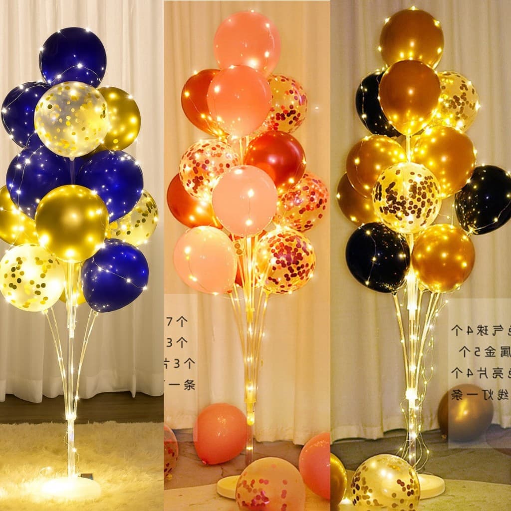Suporte de Balão 1,68 m Com Led e 19 hastes Decoração de Festa Reutilizável
