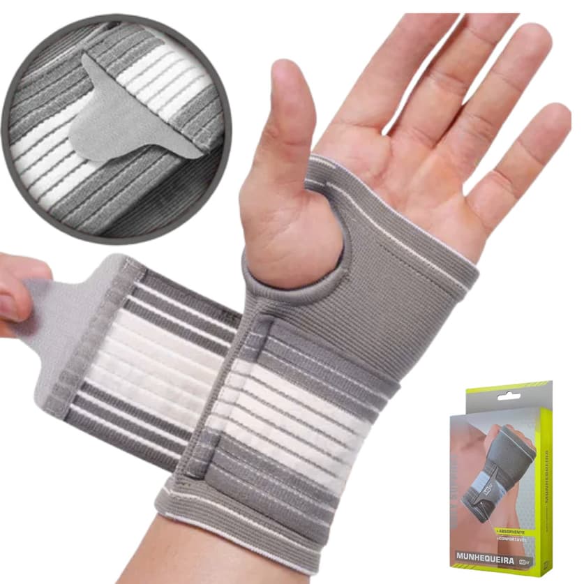 Munhequeira Elástica Ortopédica Ajustável Pulso Compressão Tendinite