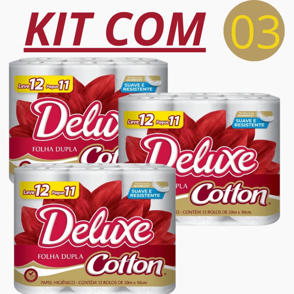 Promoção 3 Papel Higiênico Deluxe Folha Dupla - Leve 12 Pague 11
