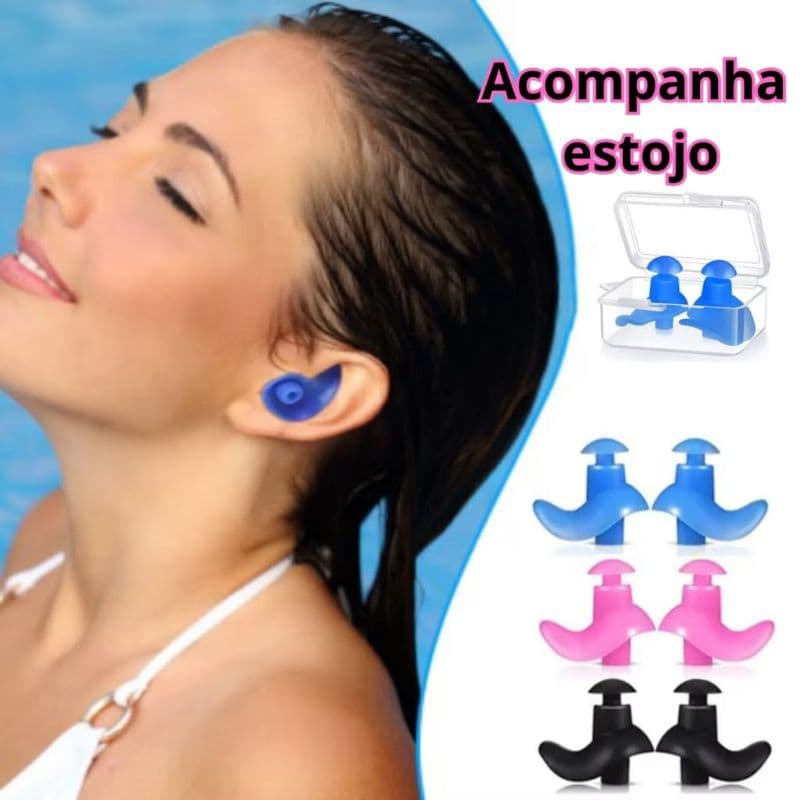 Protetor de Ouvido Para Natação em Silicone Flexivel Tampão Auricular