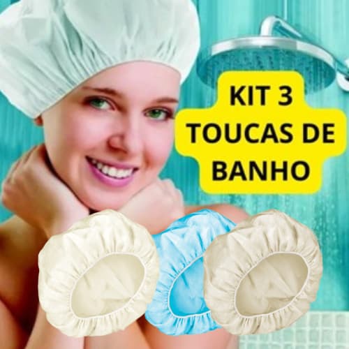 Touca Para Banho Kit 3/6/9 ou 12 Com Elástico Impermeável Hidratação Banho