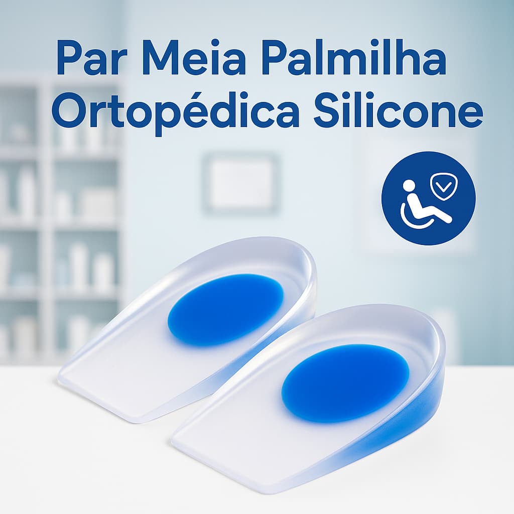 Kit 2 Pares Meia Palmilha Gel Ortopédica Silicone Anti impacto Universal Calcanhar