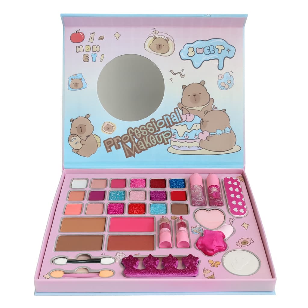 Kit De Maquiagem Infantil Completa Capivara Conjunto De Acessórios De Maquiagem Fofo Com Espelho