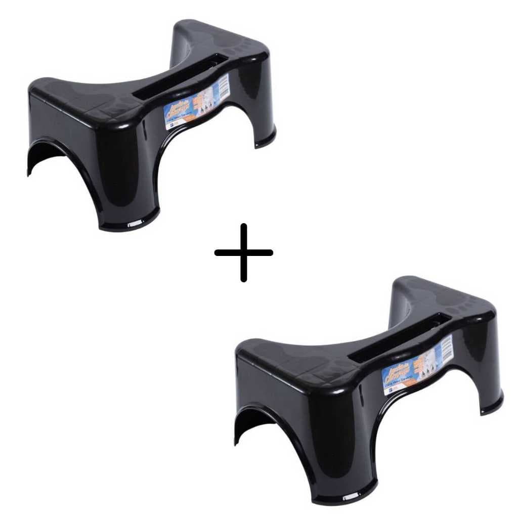 Kit 2 Bancos de Cócoras Preto Banquinho Banheiro Apoio Pés Vaso Sanitário Multifuncional