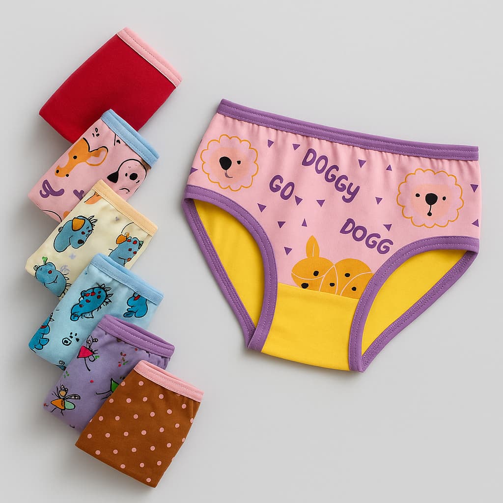 KIT 3 Calcinhas Tanga Infantil Juvenil 100% Algodão Conforto Diário Estampas Sortidas