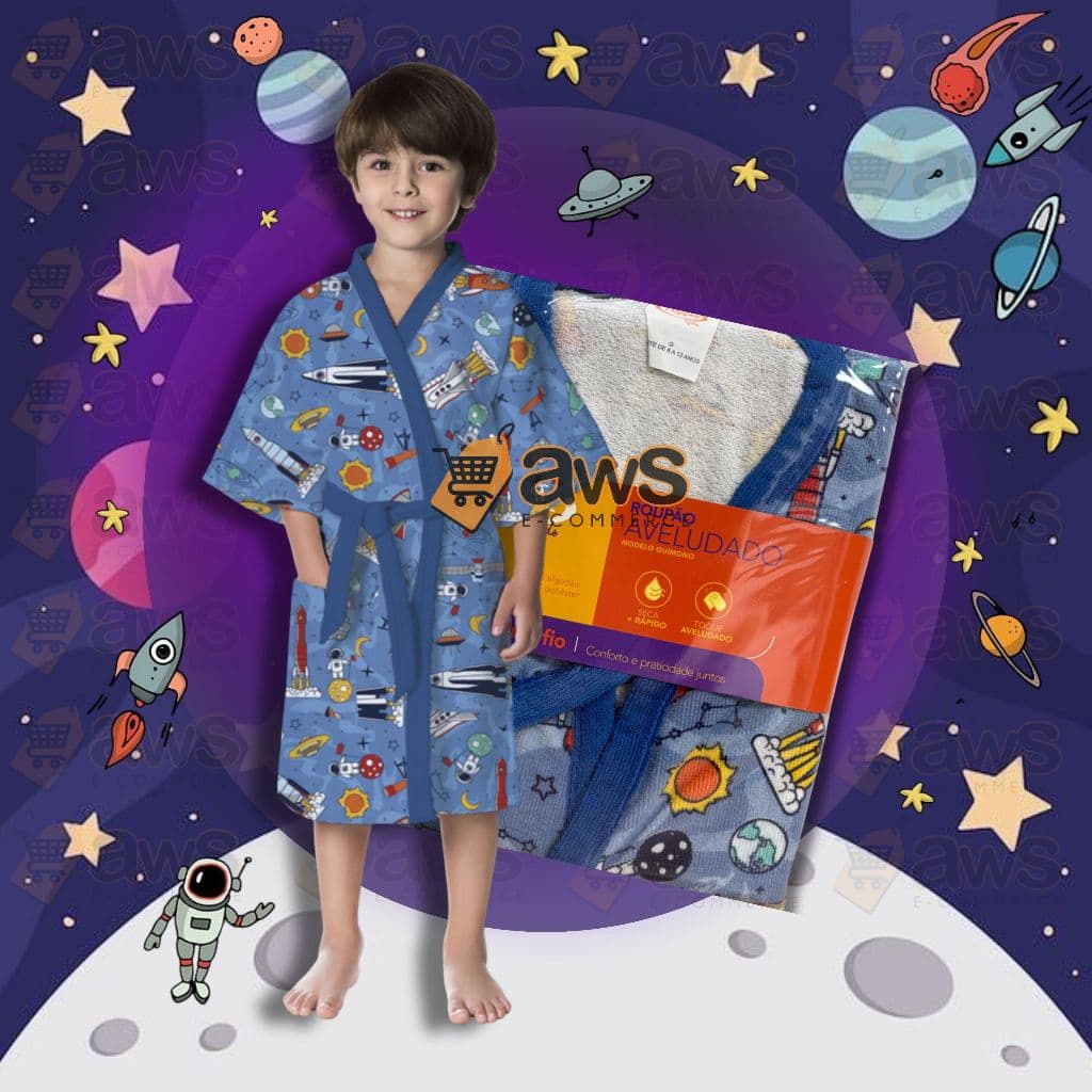 Roupão Infantil Espacial Astronauta Banho Praia Lepper