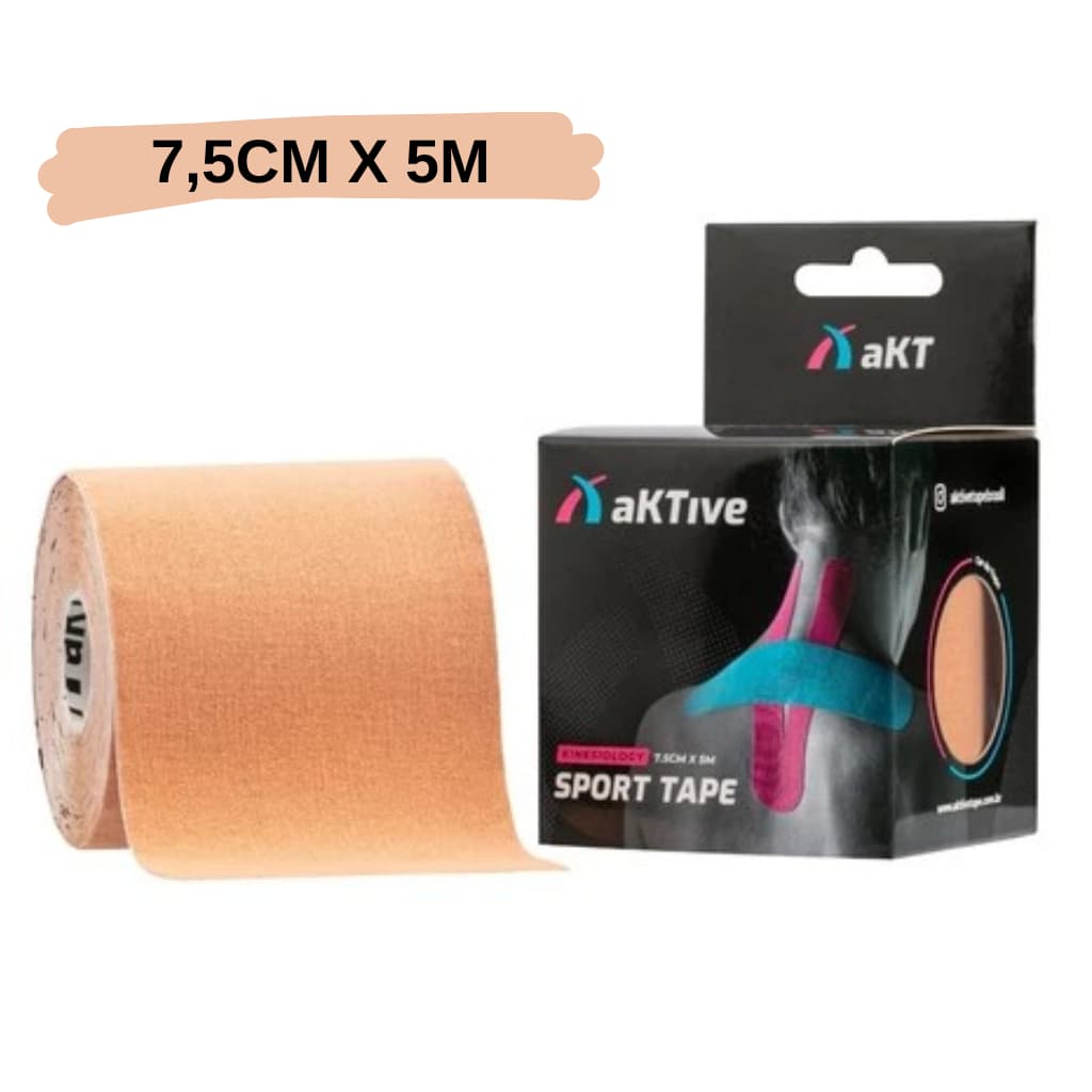 Fita Adesiva Bandagem Elástica Kinésio Tape Original Aktive Muscular Esportiva Fisioterapia 7,5CMx5M