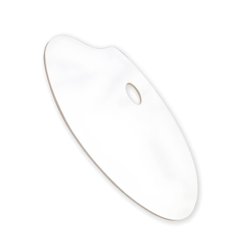 Paleta Pintura Aquarela de Tinta Formato Anatômico Oval MDF Branco Média 20x30cm