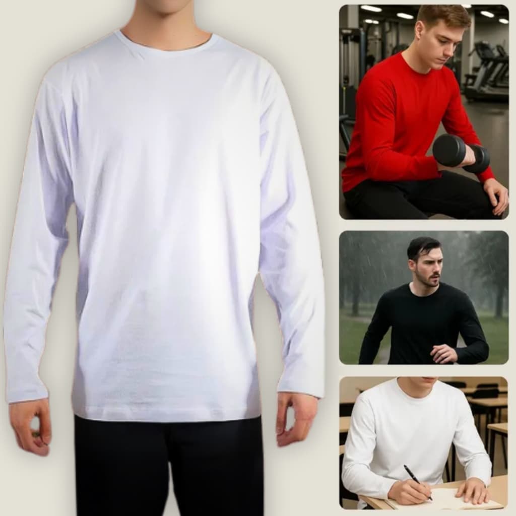 Blusa Masculina Manga Longa Ideal Para o Frio Algodão Reforçada Inverno Lisa Camisa Manga Comprida