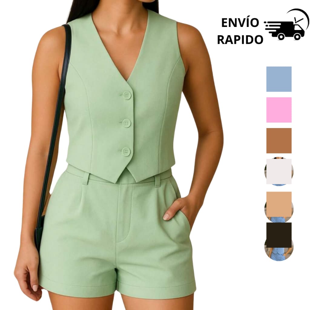Conjunto Femenino Alfaiataria Short e Colete Social Elegante Casual : Tamanho P AO GG